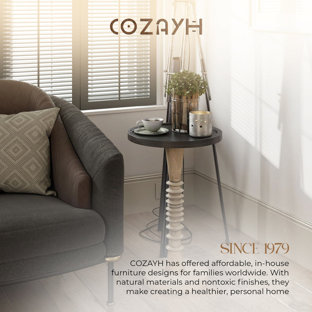 COZAYH Pedestal Tray Top End Table for Holding Drinks, Lamps & Plants (Open Box) - VMInnovations