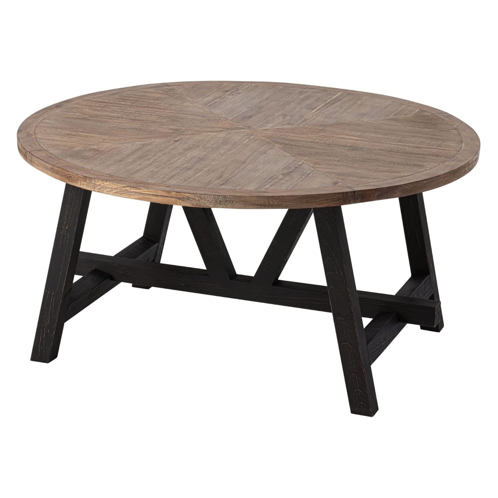 COZAYH Rustic Farmhouse Coffee Table w/ Geometric Base, Living Room (Open Box) - VMInnovations