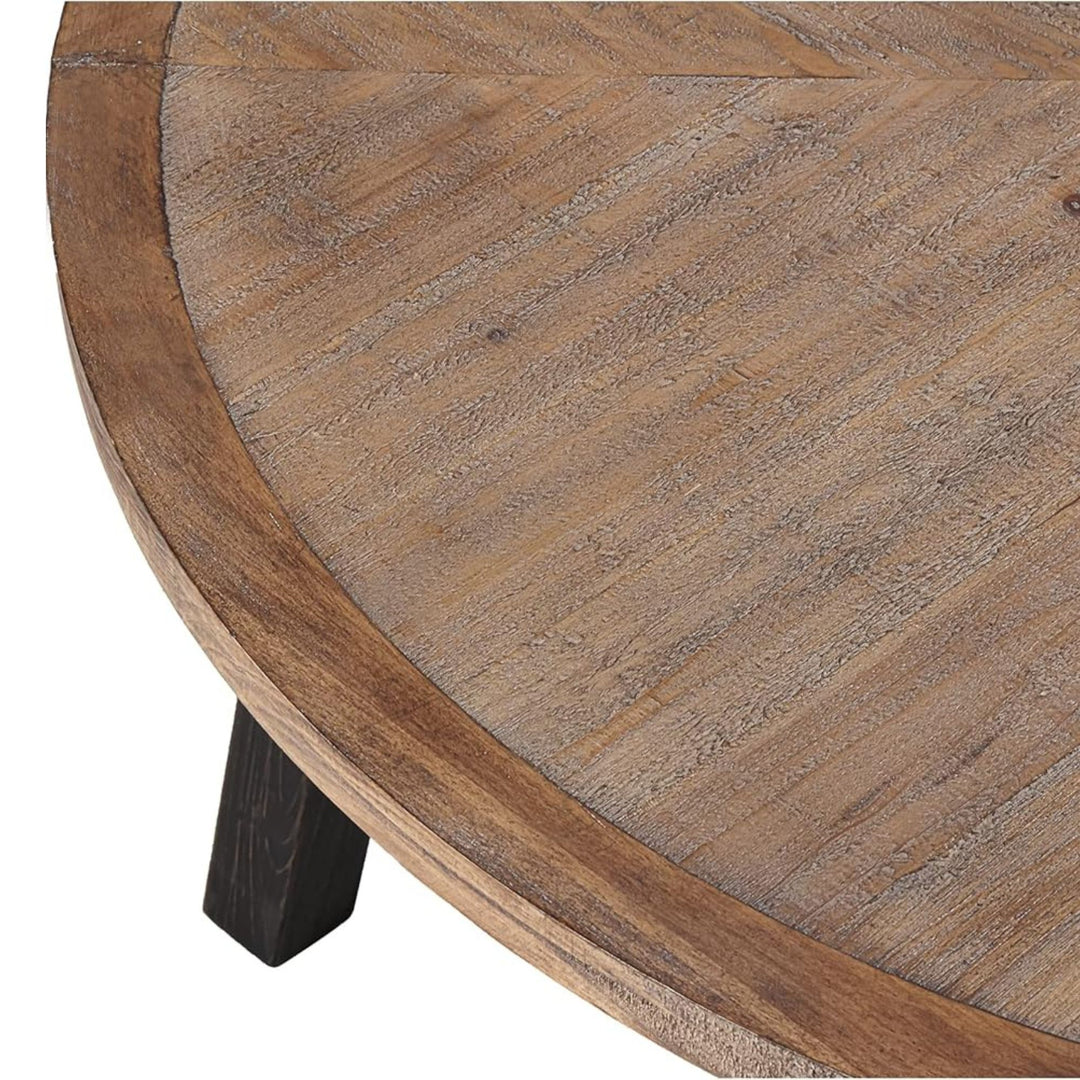 COZAYH Rustic Farmhouse Coffee Table w/ Geometric Base, Living Room (Open Box)