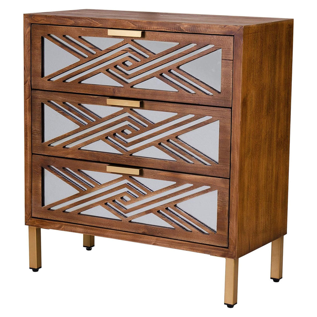COZAYH 3-Drawer Modern Accent Dresser Mirror Front Storage Cabinet, Wood Finish