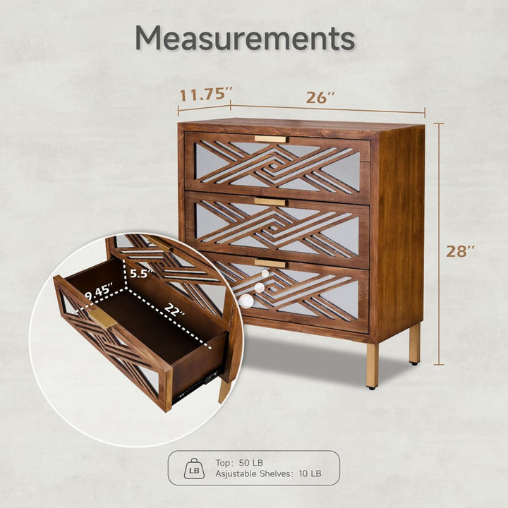 COZAYH 3-Drawer Modern Accent Dresser Mirror Front Storage Cabinet, Set of 2