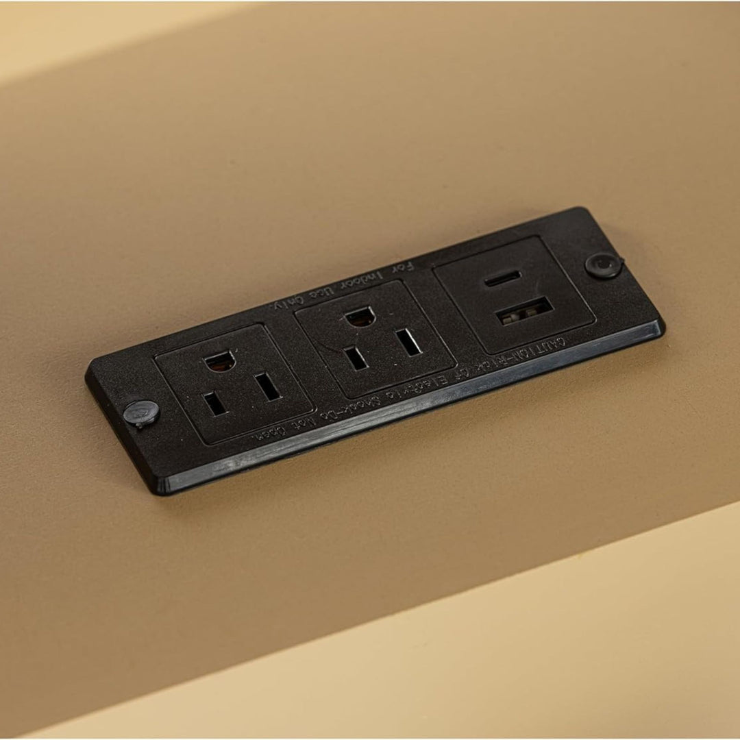 COZAYH Farmhouse 2 Drawer Bed Nightstand w/ Charging Station, Burl Wood, Natural (Open Box)