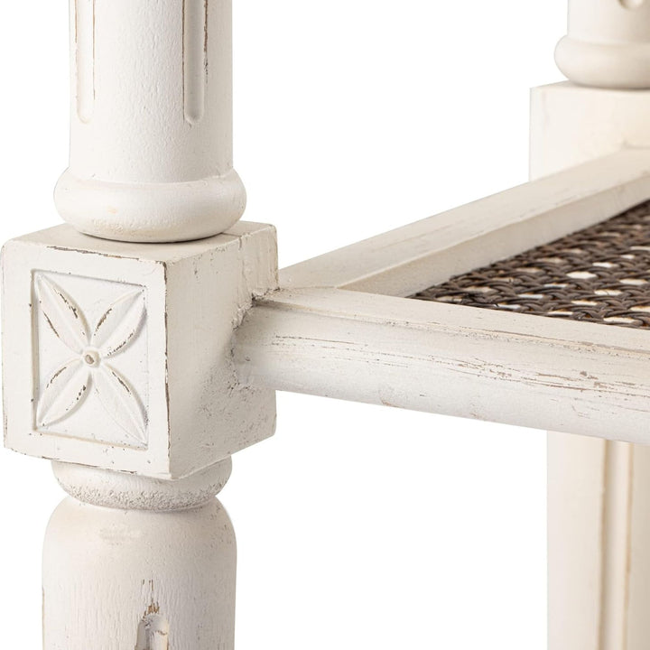 COZAYH Rustic Farmhouse Accent End Table, Wooden Tray Top, Brown/White(Open Box)