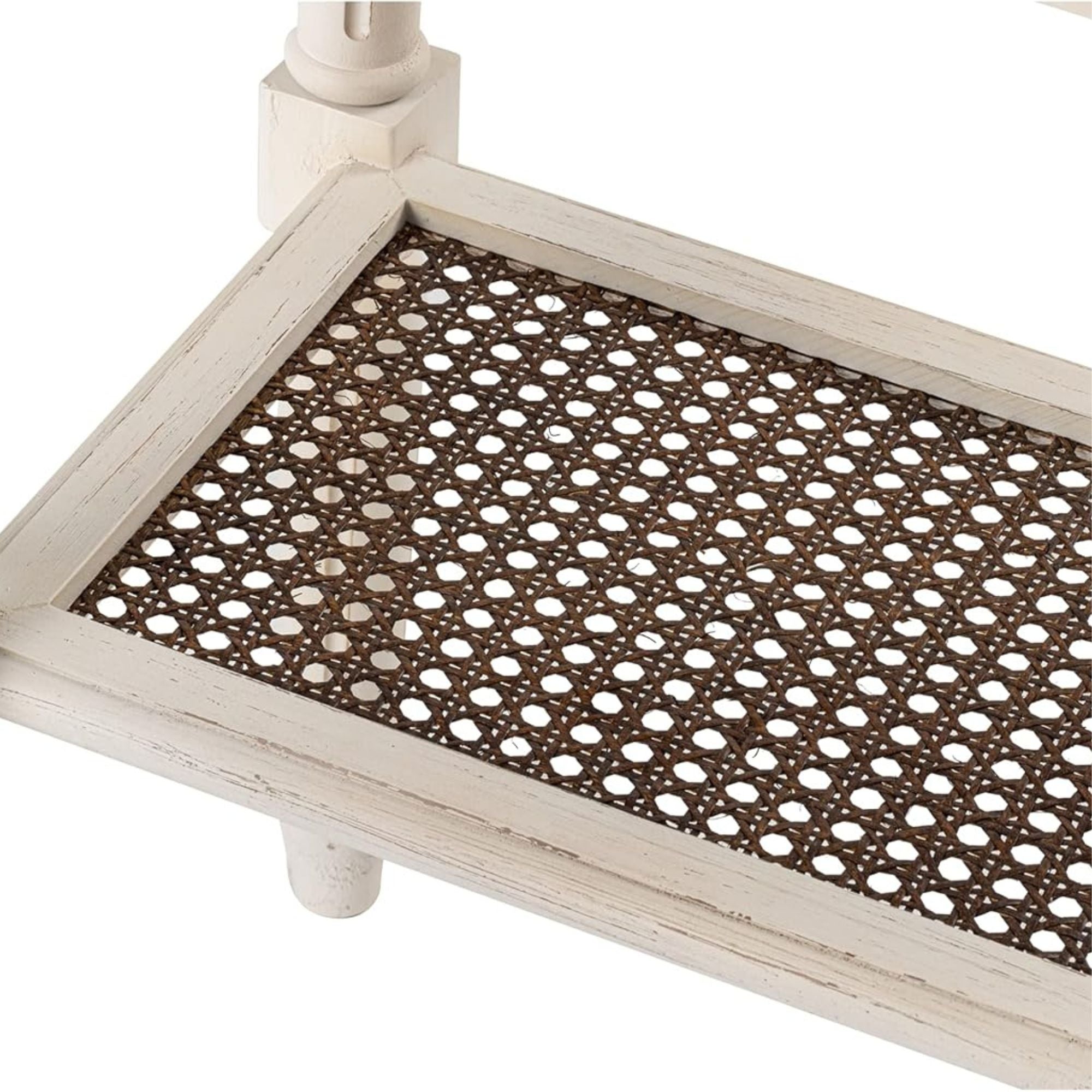 COZAYH French Country Accent End Table, Wood Tray Top Side Table, Brown & White
