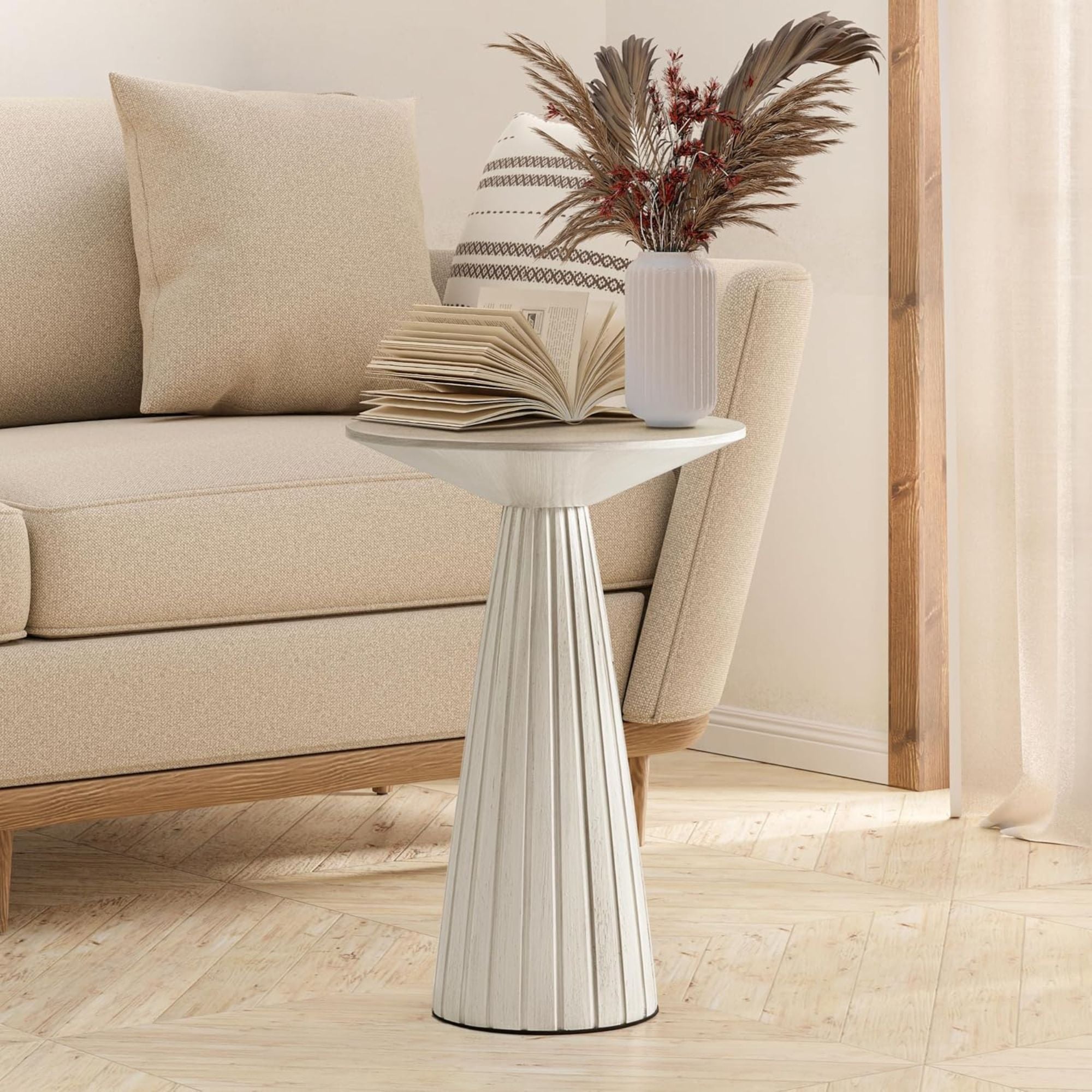 COZAYH Pedestal Small Round Martini Table for Living Rooms or Bedrooms, Set of 2