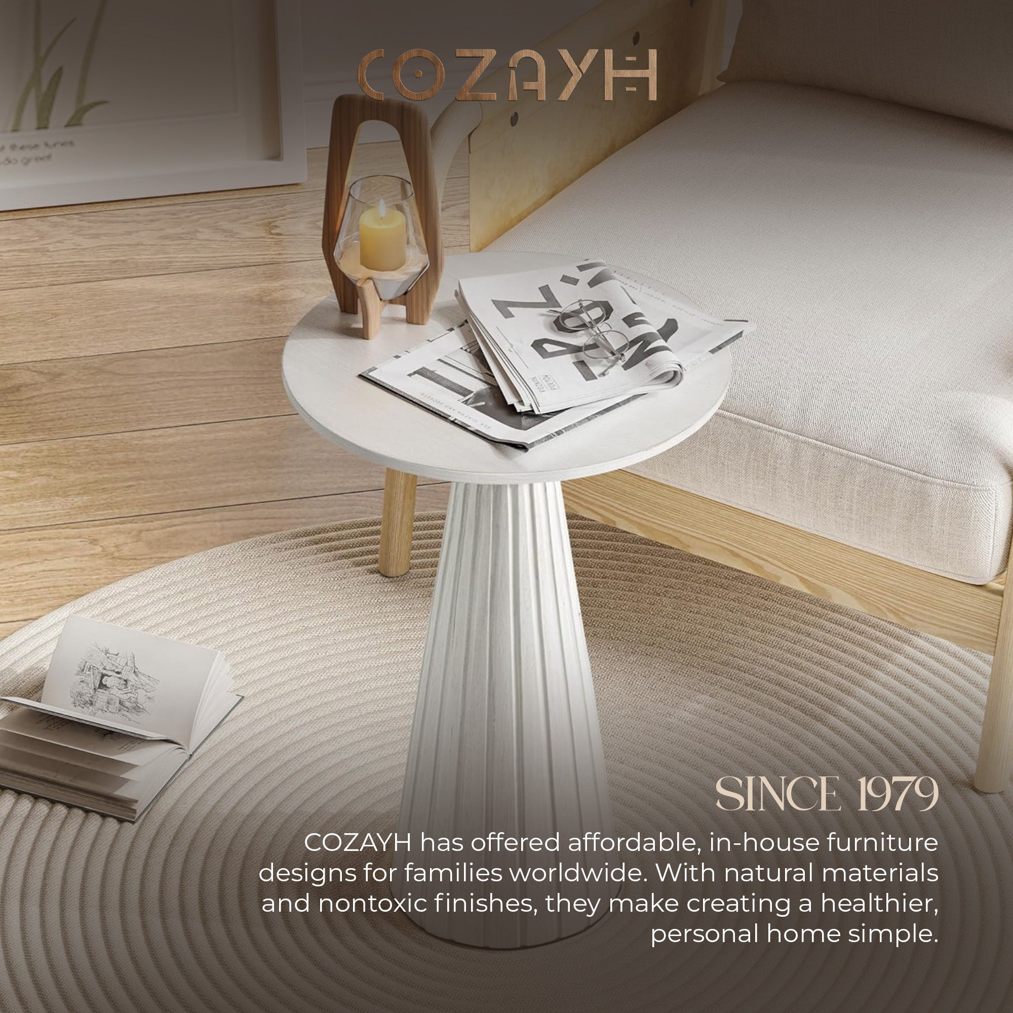 COZAYH Pedestal Small Round Martini Table for Living Rooms or Bedrooms, Set of 2