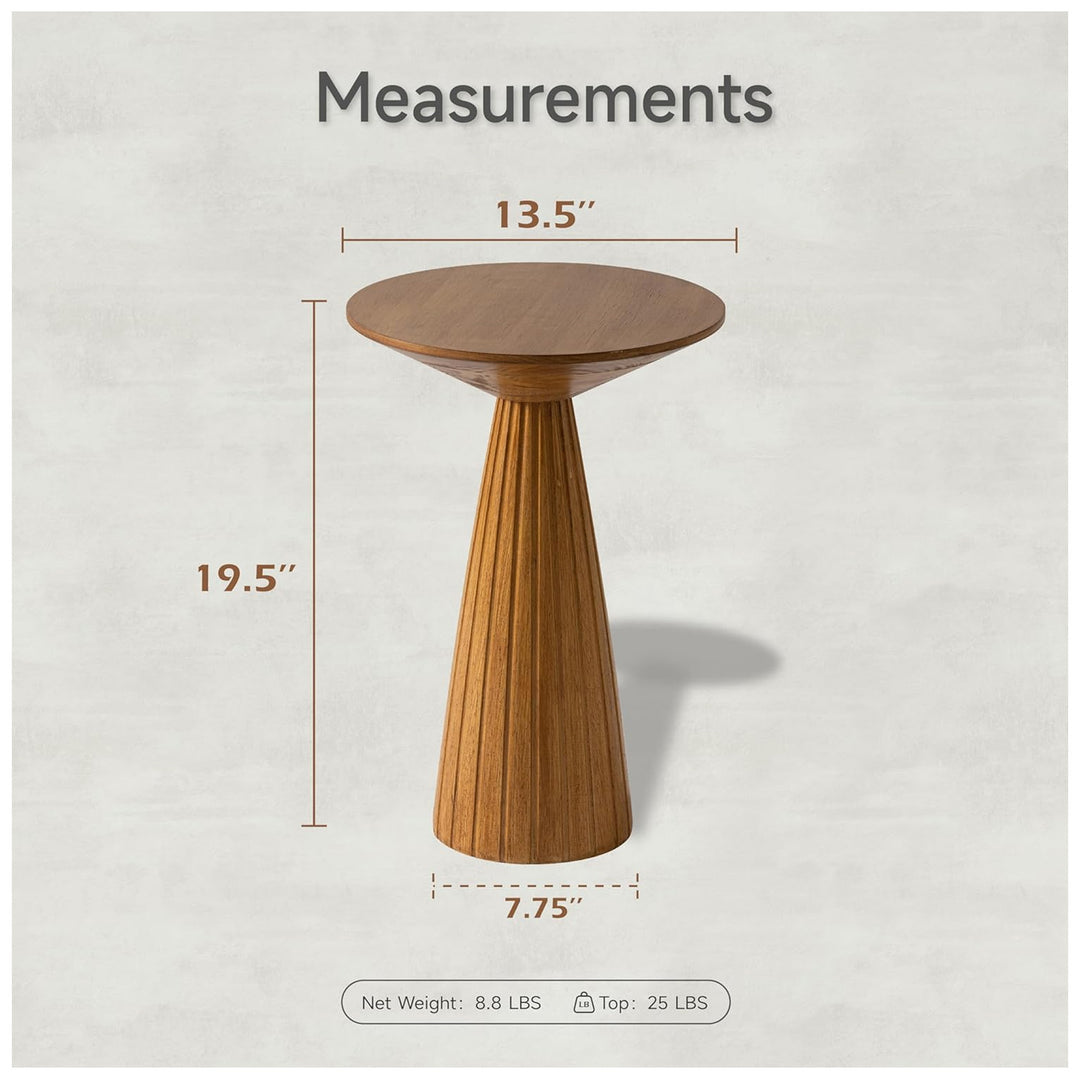 COZAYH Pedestal Wooden End Table for Small Space Living Room or Bedroom, Walnut