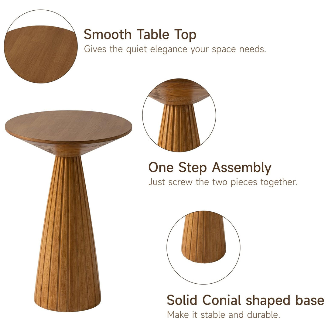 COZAYH Pedestal Wooden End Table for Small Space Living Room or Bedroom, Walnut