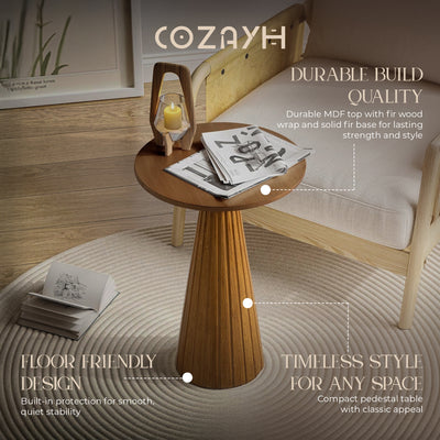 COZAYH Pedestal Wooden End Table for Small Space Living Room/Bedroom(Open Box) - VMInnovations