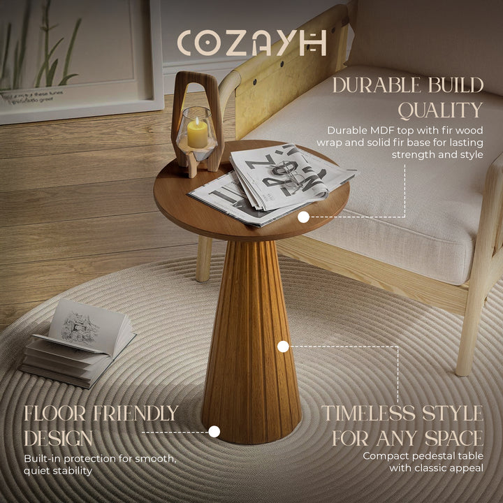 COZAYH Pedestal Wooden End Table for Small Space Living Room/Bedroom(Open Box)