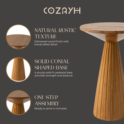 COZAYH Pedestal Wooden End Table for Small Space Living Room/Bedroom(Open Box) - VMInnovations