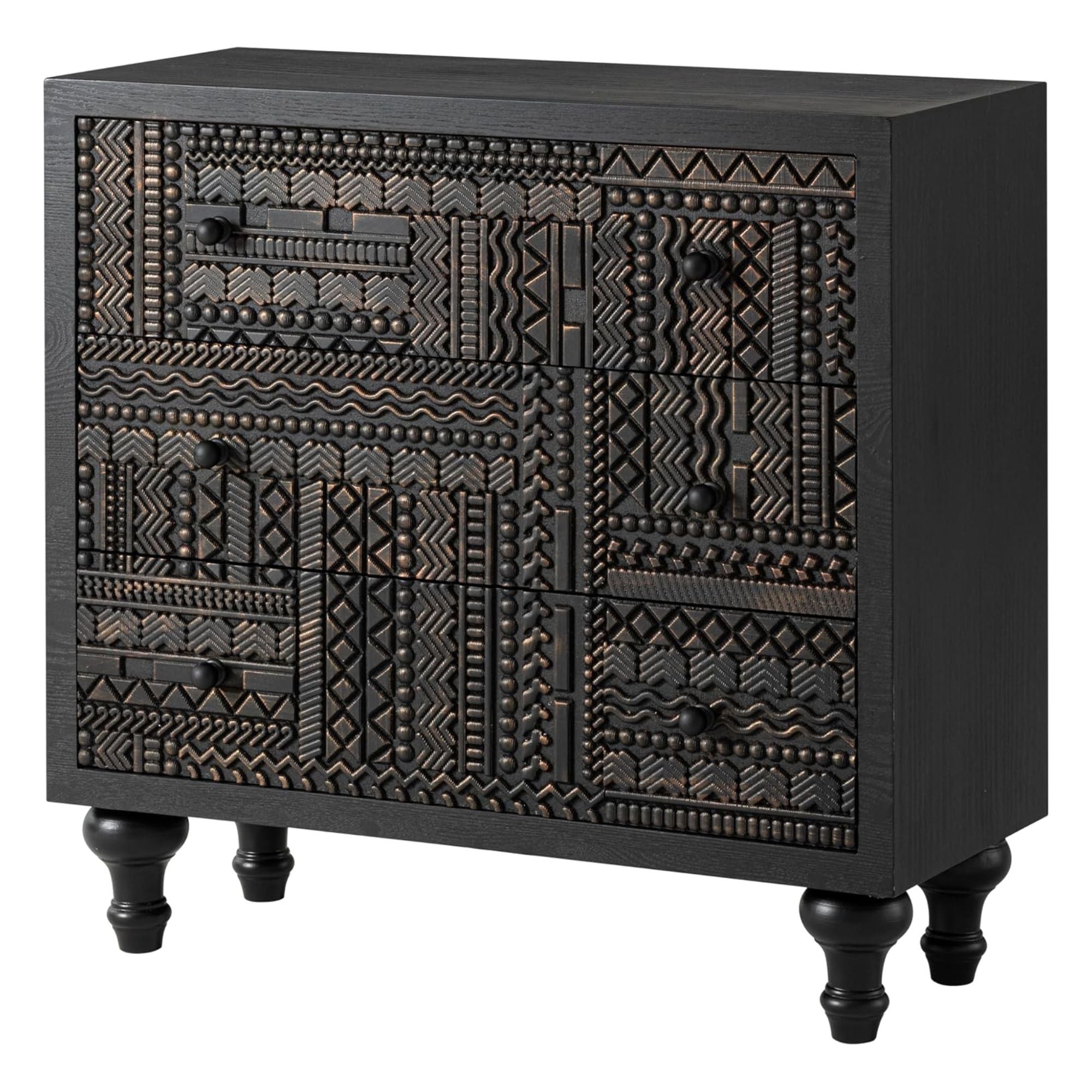 COZAYH Farmhouse 3 Drawer Home Bedroom Dresser with Geometric Pattern (Open Box) - VMInnovations
