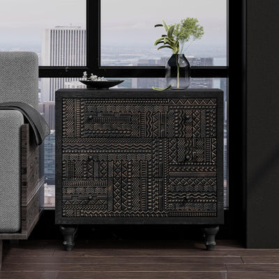 COZAYH Farmhouse 3 Drawer Home Bedroom Dresser with Geometric Pattern (Open Box)