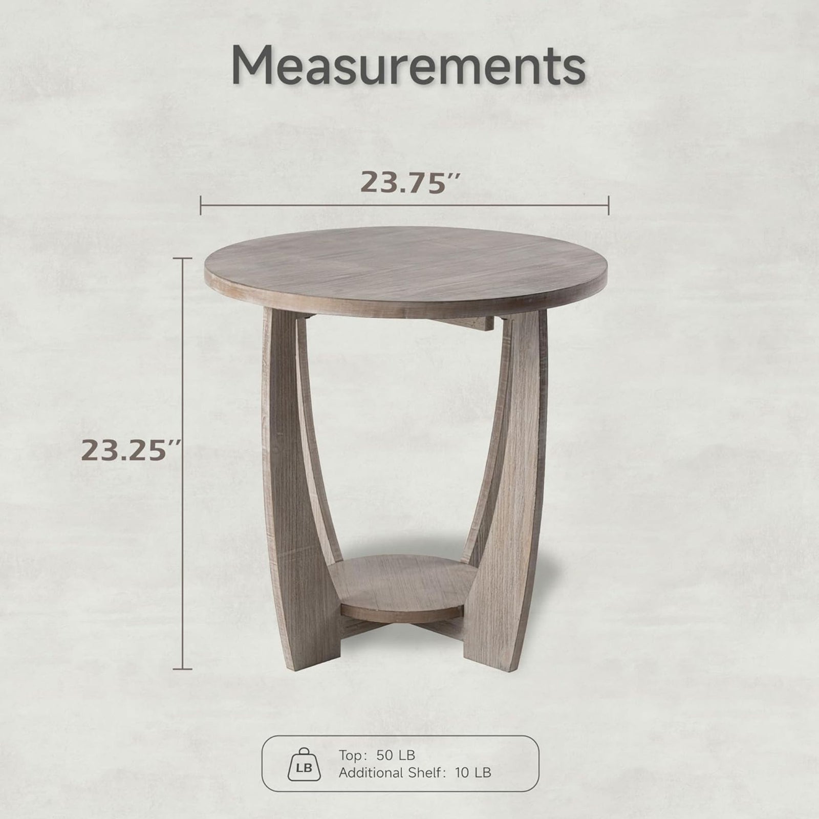 COZAYH Rustic Farmhouse Round End Table with Storage Shelf for Living Room, Grey - VMInnovations