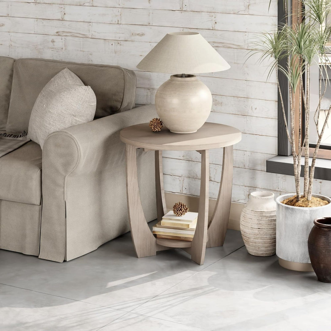 COZAYH Rustic Farmhouse End Table with Storage shelf for Living Room (Open Box)