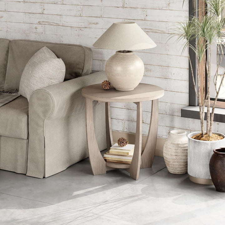 COZAYH Rustic Farmhouse End Table with Storage shelf for Living Room (Open Box)