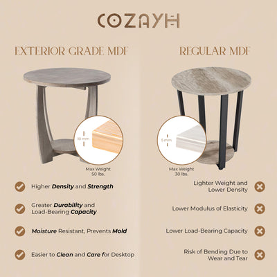 COZAYH Rustic Farmhouse End Table with Storage Shelf for Living Room, Set of 2