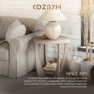 COZAYH Rustic Farmhouse End Table with Storage Shelf for Living Room, Set of 2