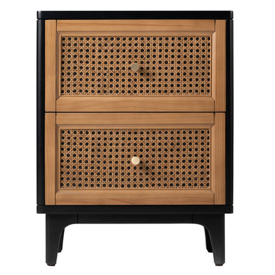 COZAYH Farmhouse 2 Drawer Bedroom Nightstand, Bedside End Table, Black(Open Box) - VMInnovations