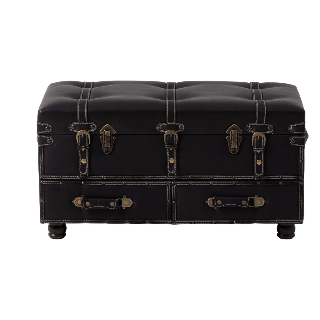 COZAYH Vintage Storage Bench, Upholstered Wooden Ottoman Bed Chest Box, Black - VMInnovations