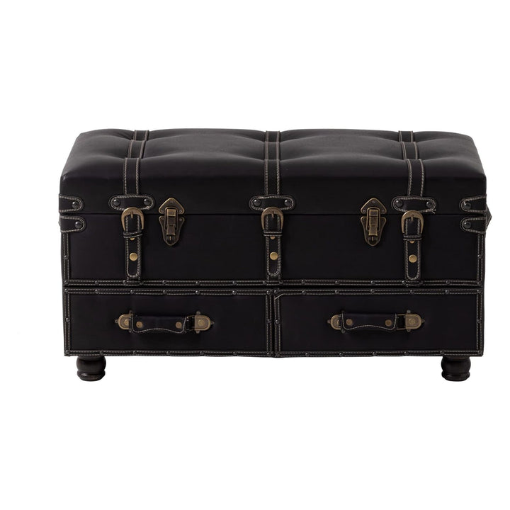 COZAYH Vintage Storage Bench, Upholstered Wooden Ottoman Bed Chest Box, Black - VMInnovations