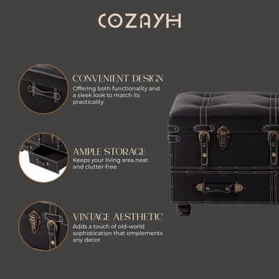 COZAYH Vintage Storage Bench, Upholstered Wooden Ottoman Bed Chest Box (Used)