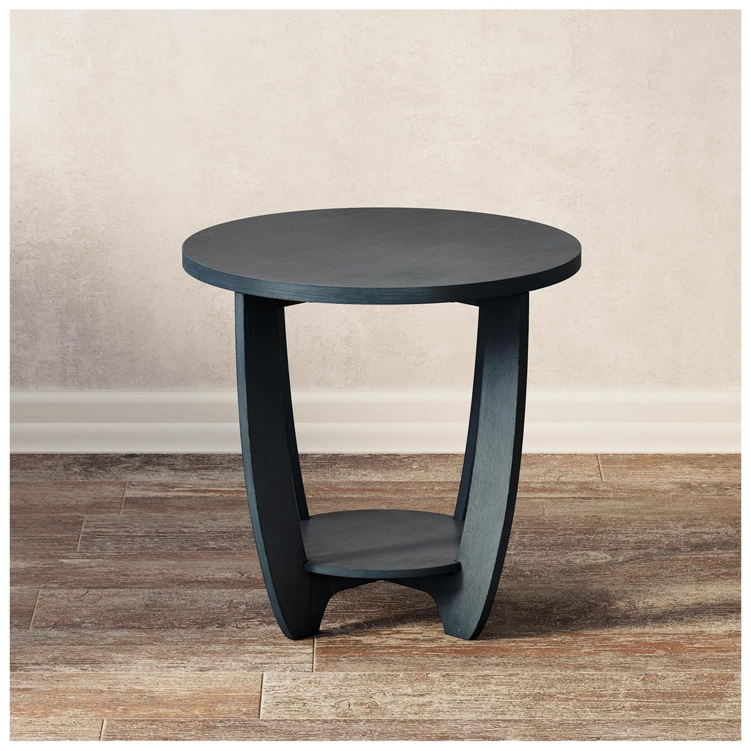 COZAYH Round End Table with Storage Shelf for Living Room or Bedroom, Blue