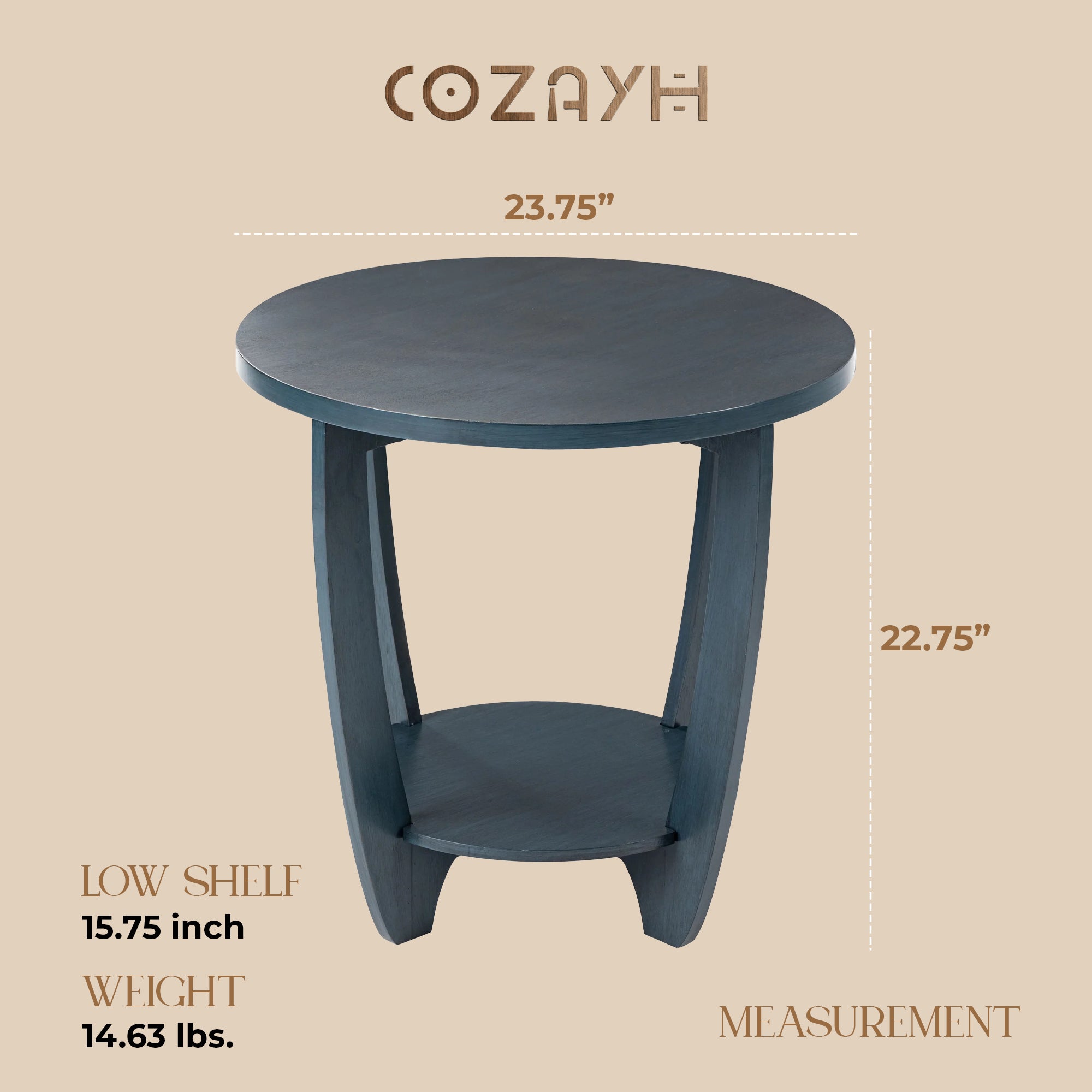 COZAYH End Table w/Storage Shelf for Living Room or Bedroom, Blue (Open Box)