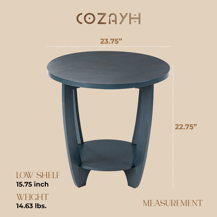 COZAYH End Table w/Storage Shelf for Living Room or Bedroom, Blue (Open Box) - VMInnovations