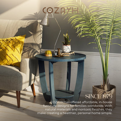 COZAYH End Table w/Storage Shelf for Living Room or Bedroom, Blue (Open Box)