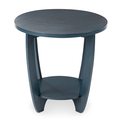 COZAYH Round End Table with Storage Shelf for Living Room or Bedroom, Blue - VMInnovations
