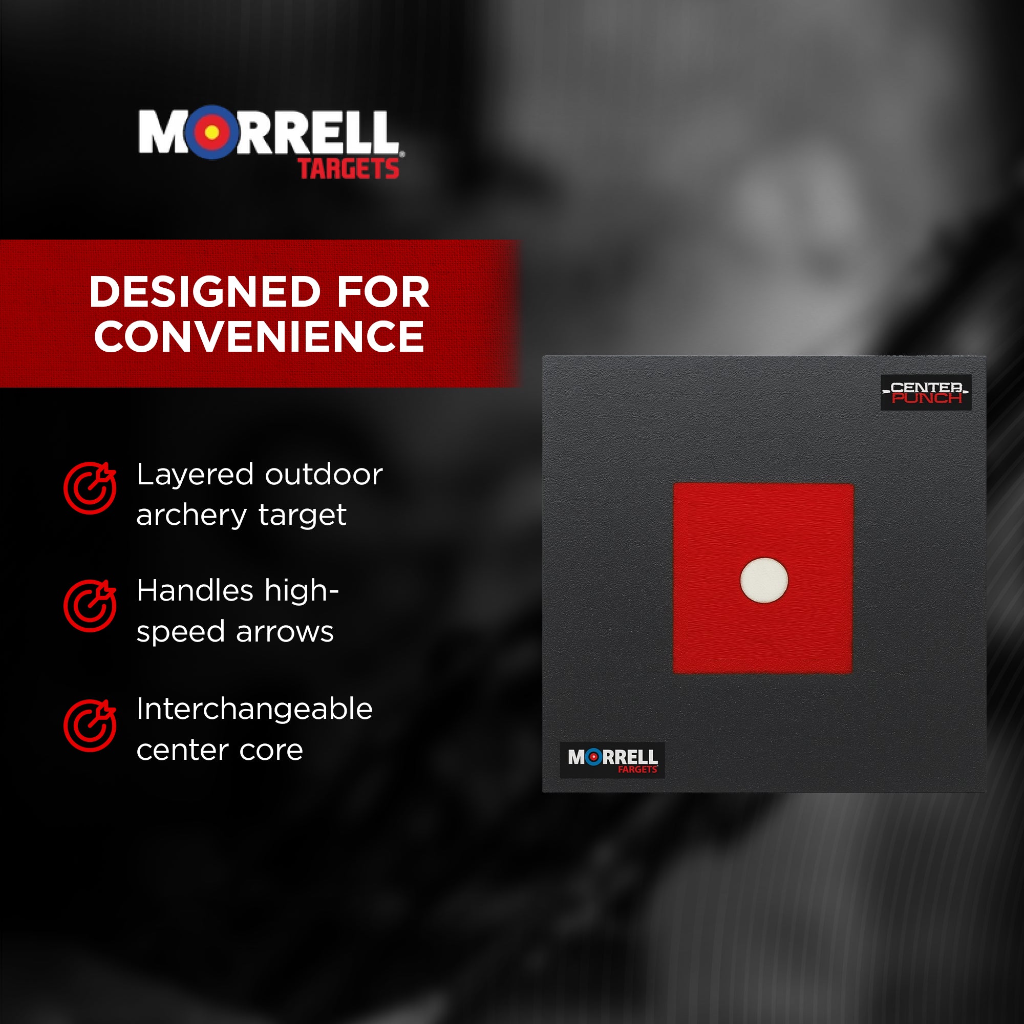 Morrell Targets Center Punch 35 Inch Foam Frame w/ High Roller Insert, Black/Red - VMInnovations