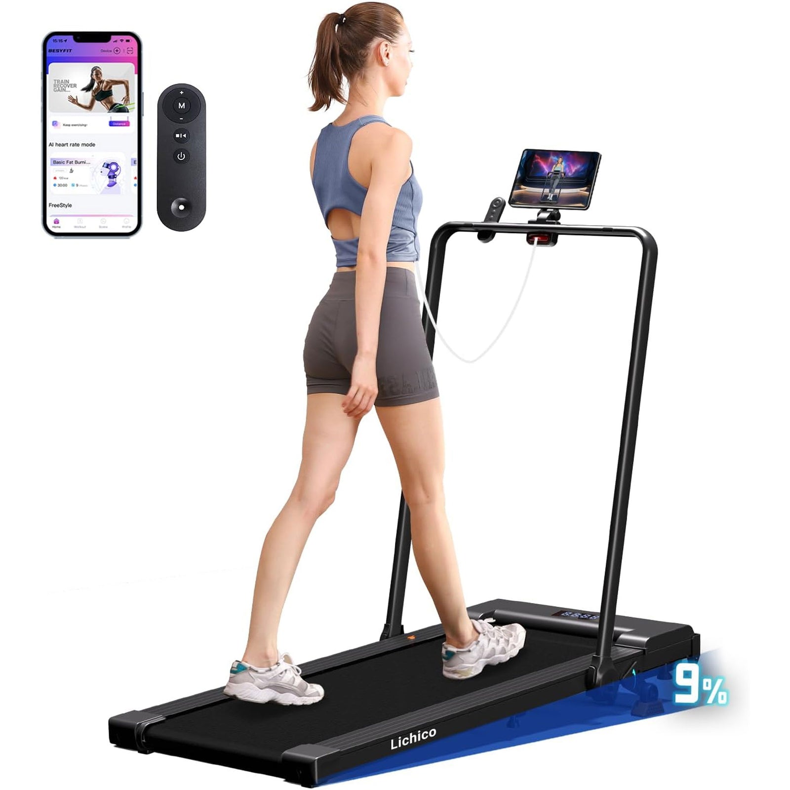 Lichico Walking Pad Under Desk Treadmill, Machine w/Remote Control(Used) - VMInnovations