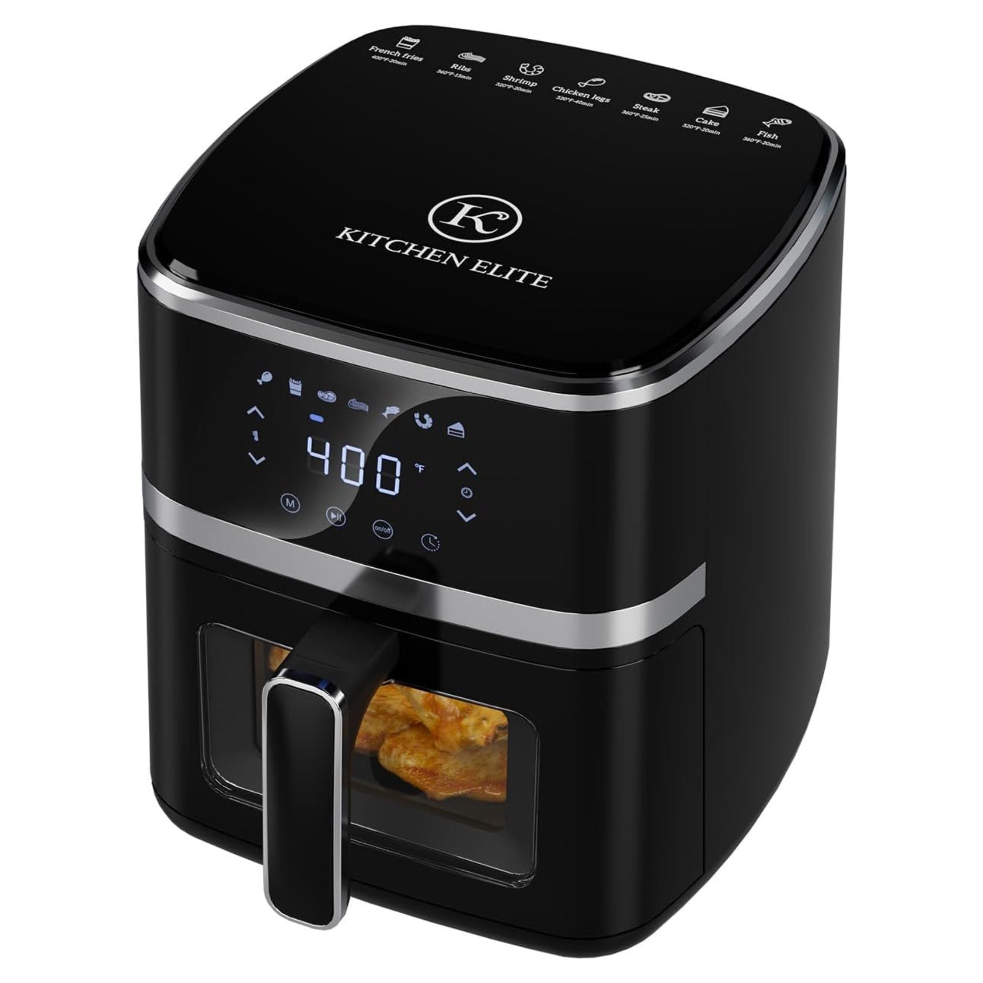 Kitchen Elite Digital Compact Air Fryer Oven with Window, 5.28 Quart, Black - VMInnovations