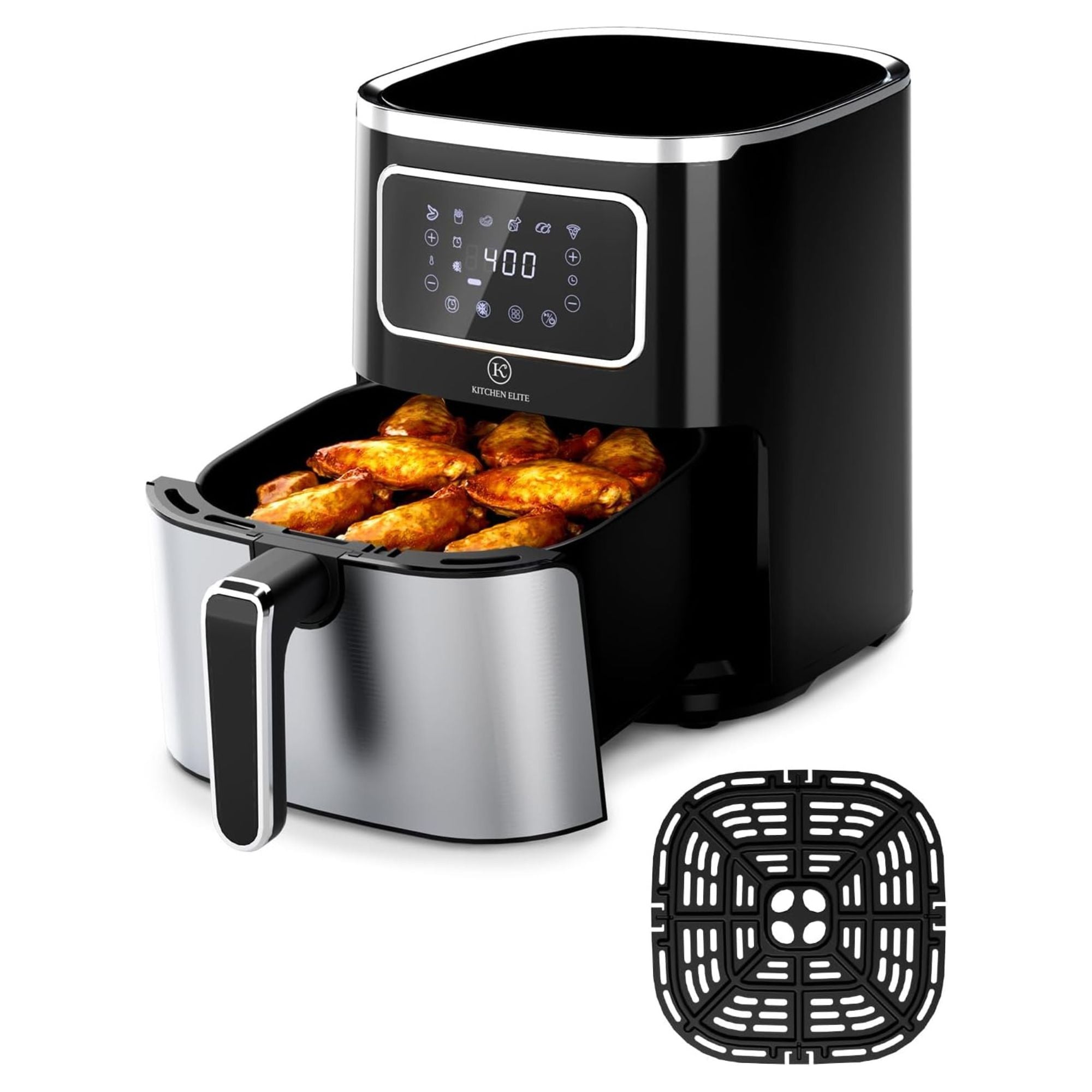 Kitchen Elite Digital Air Fryer Oven, Compact, 5.28 Qt Stainless Steel(Open Box)