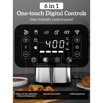 Kitchen Elite Digital Air Fryer Oven, Compact Cooker, 5.28 Qt, Stainless Steel