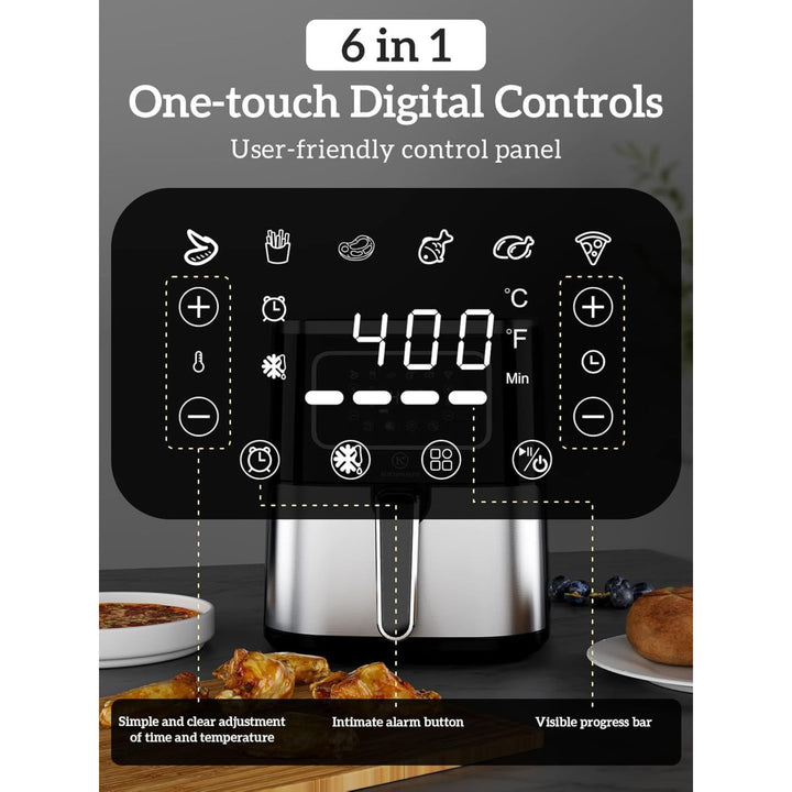 Kitchen Elite Digital Air Fryer Oven, Compact, 5.28 Qt Stainless Steel(Open Box) - VMInnovations