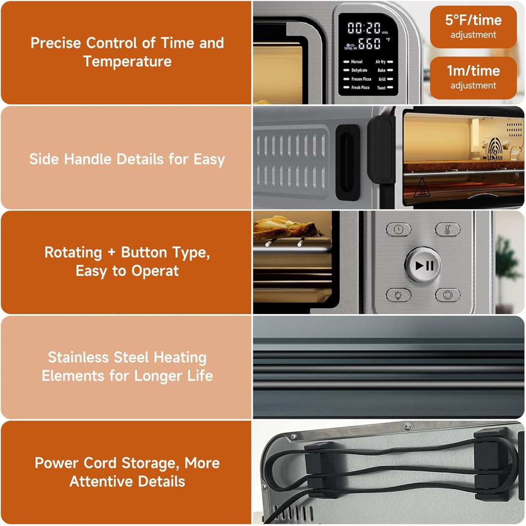 Kitchen Elite 8 in 1 Digital Air Fryer Toaster Convection Pizza Oven, Silver