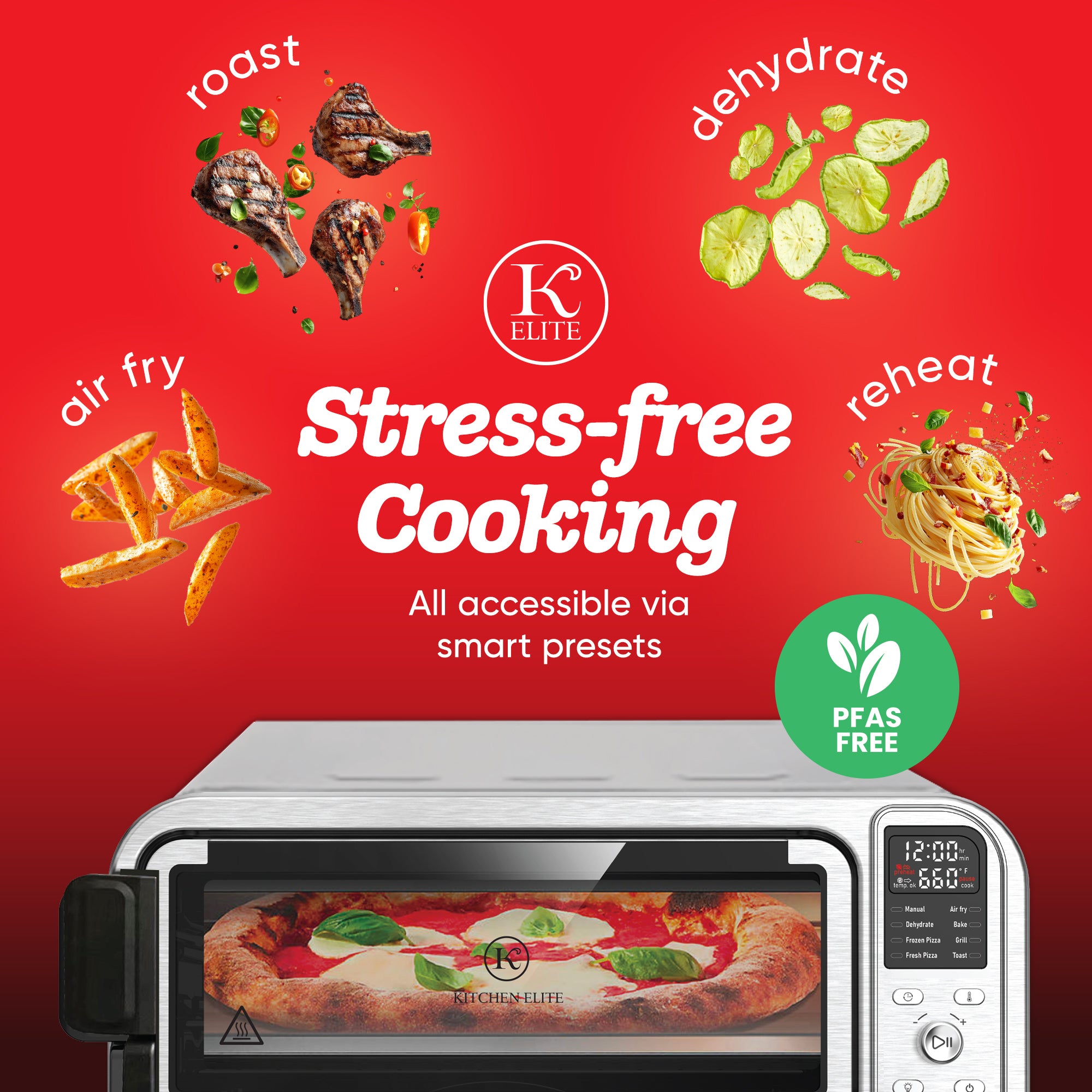 Kitchen Elite 8 in 1 Digital Air Fryer Toaster Convection Pizza Oven (Open Box) - VMInnovations