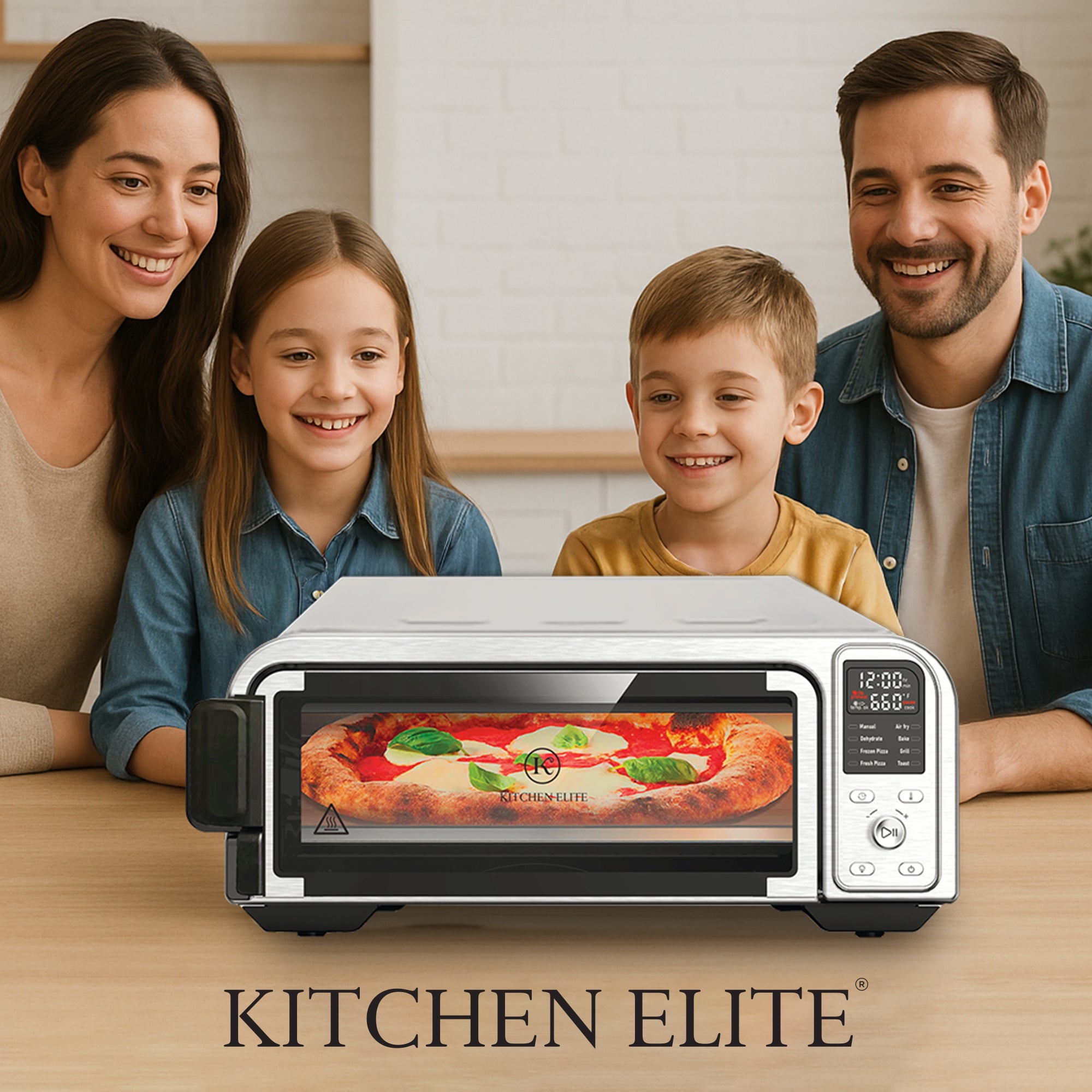 Kitchen Elite 8 in 1 Digital Air Fryer Toaster Convection Pizza Oven, Silver - VMInnovations
