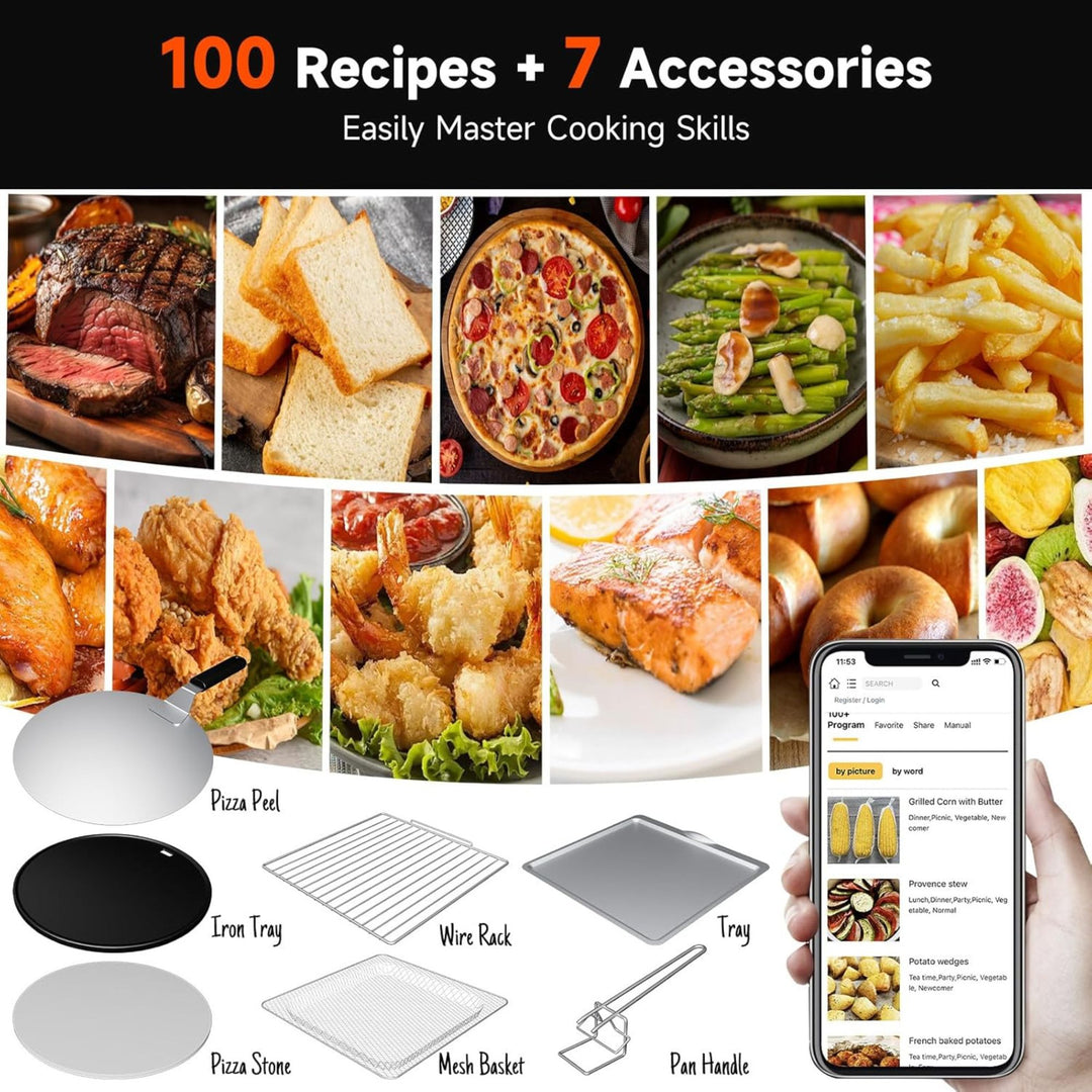 Kitchen Elite 18L Digital Air Fryer Toaster Oven, Convection Pizza Oven, Silver