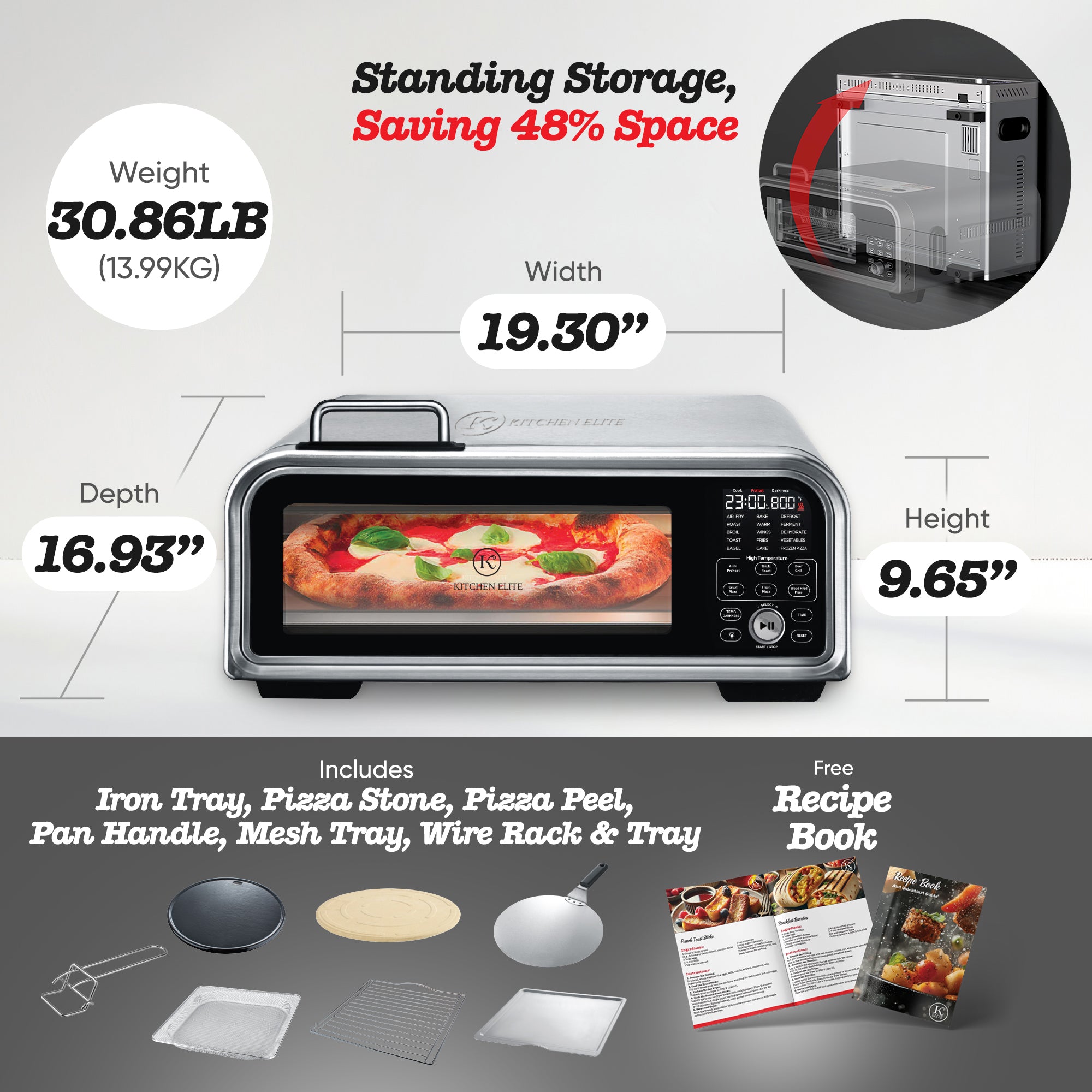 Kitchen Elite 18L Digital Air Fryer Toaster Oven/Convection Pizza Oven(Open Box) - VMInnovations