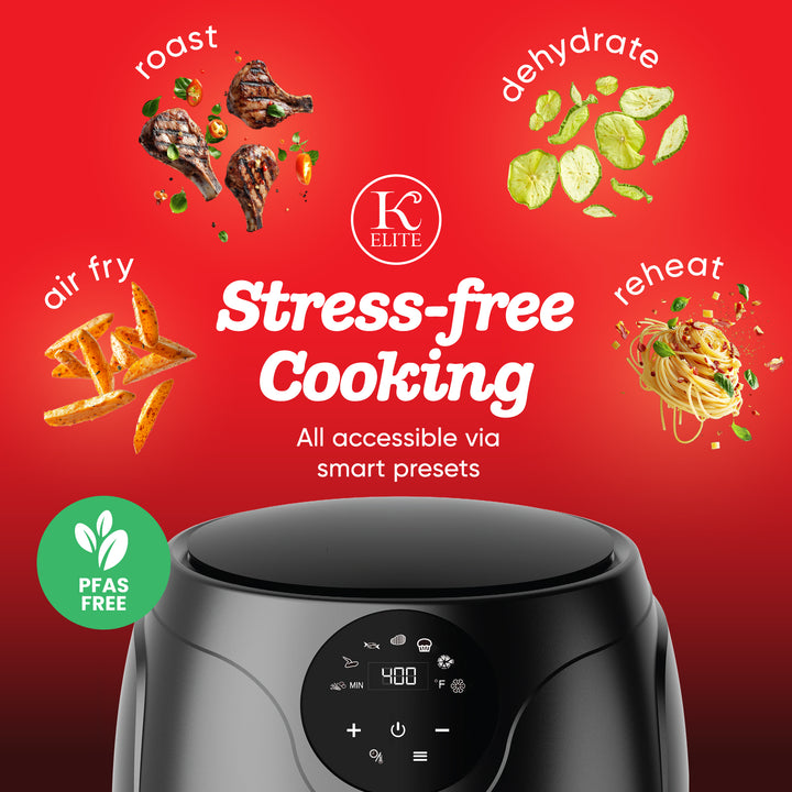Kitchen Elite 2.5 Qt Digital Air Fryer, Countertop Nonstick Basket Oven, Black