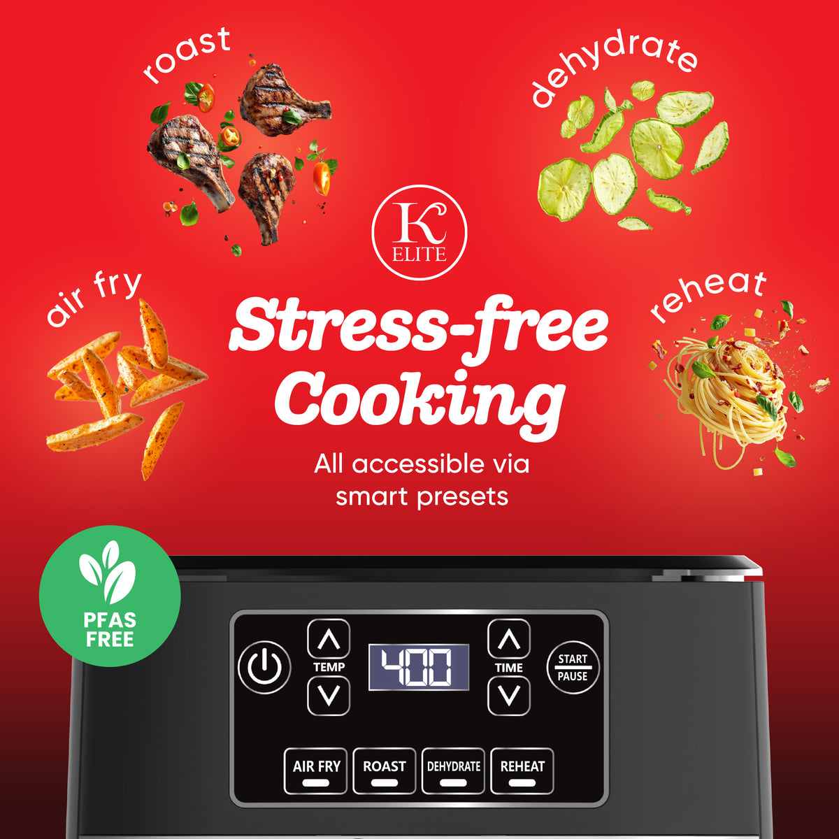 Kitchen Elite 3 Qt Digital Air Fryer, Countertop Nonstick Basket Oven (Open Box) - VMInnovations