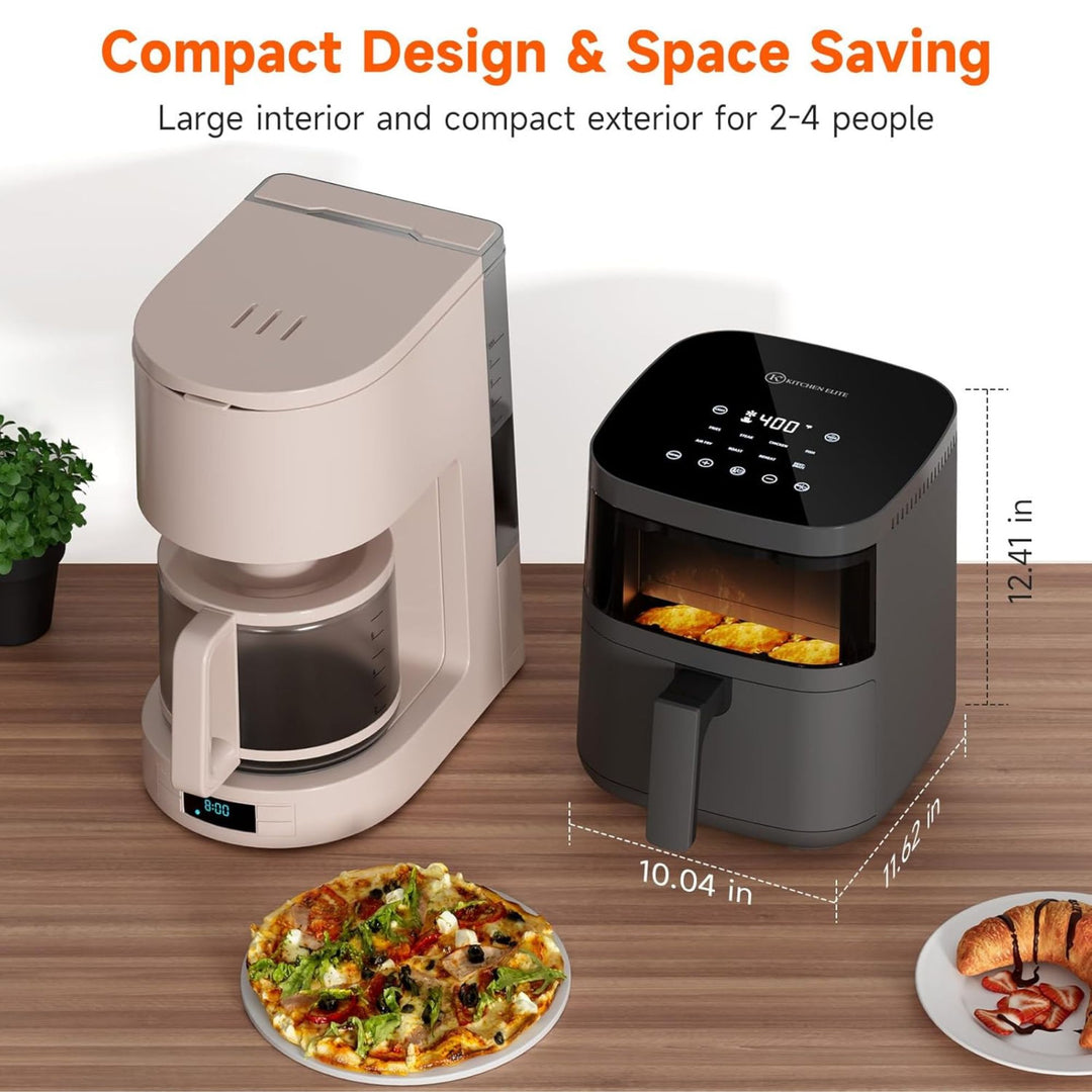 Kitchen Elite 4 Qt Digital Air Fryer Oven Cooker with Window, Touchscreen, Gray