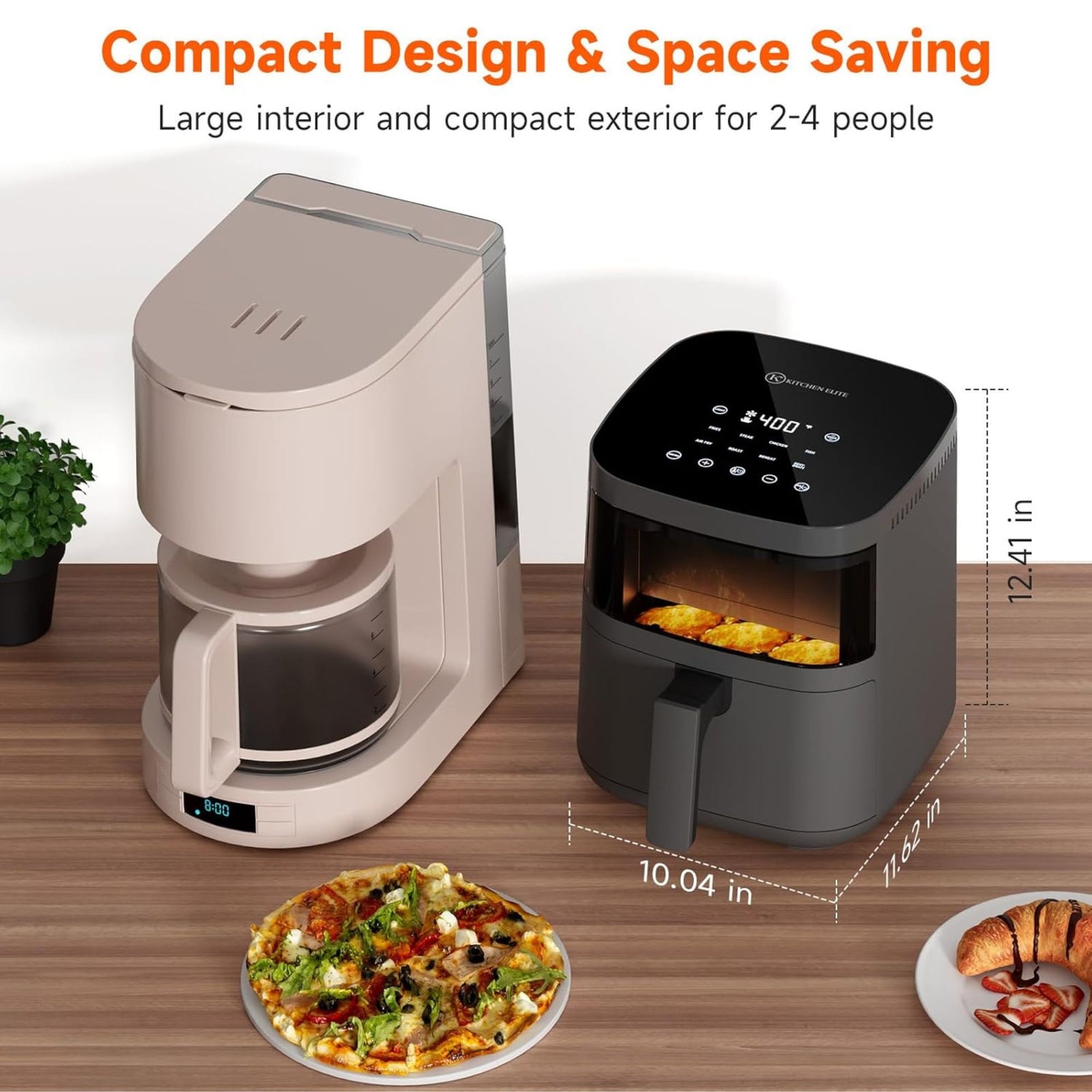 Kitchen Elite 4 Qt Digital Air Fryer Oven Cooker with Window, Touchscreen, Gray - VMInnovations