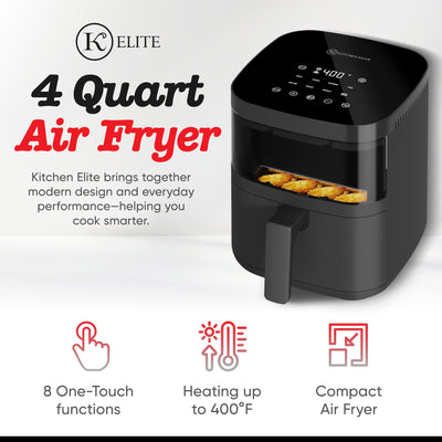Kitchen Elite 4 Qt Digital Air Fryer Oven Cooker w/Window, Touchscreen(Open Box) - VMInnovations