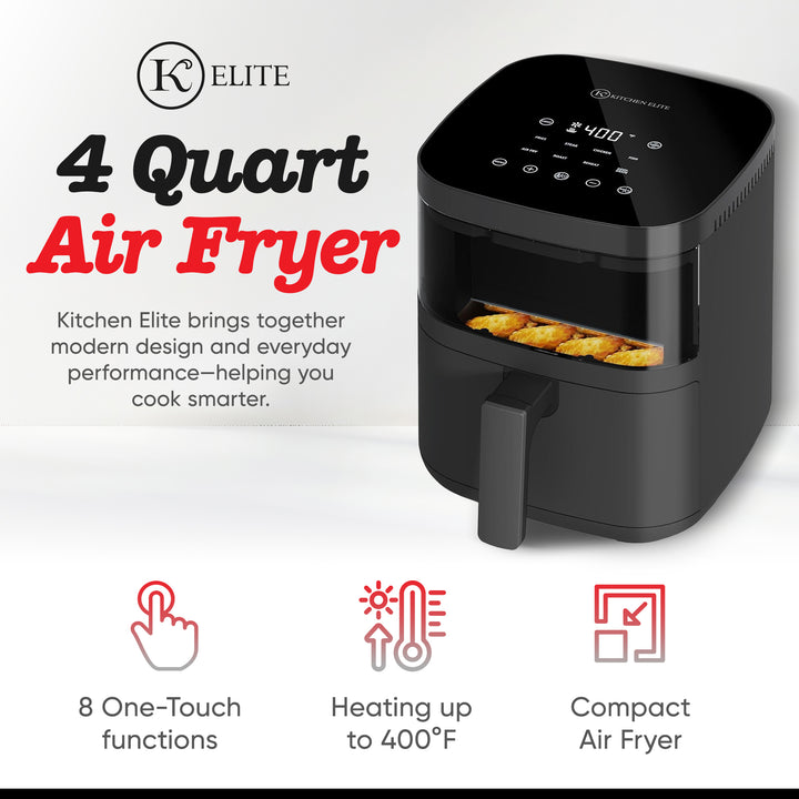 Kitchen Elite 4 Qt Digital Air Fryer Oven Cooker w/Window, Touchscreen(Open Box) - VMInnovations