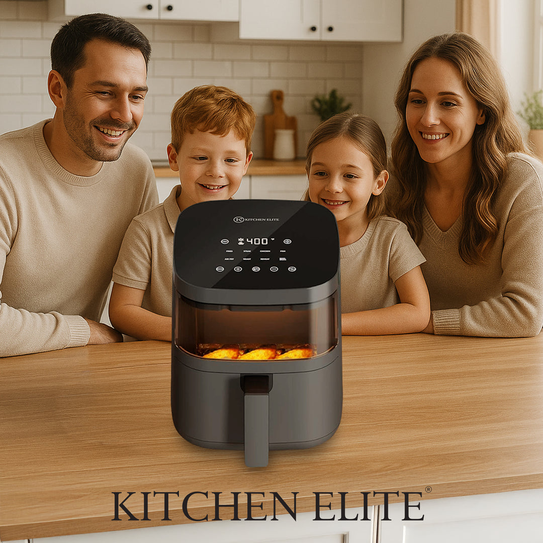 Kitchen Elite 4 Qt Digital Air Fryer Oven Cooker with Window, Touchscreen, Gray