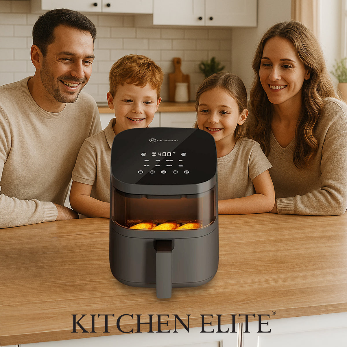 Kitchen Elite 4 Qt Digital Air Fryer Oven Cooker w/Window, Touchscreen(Open Box)